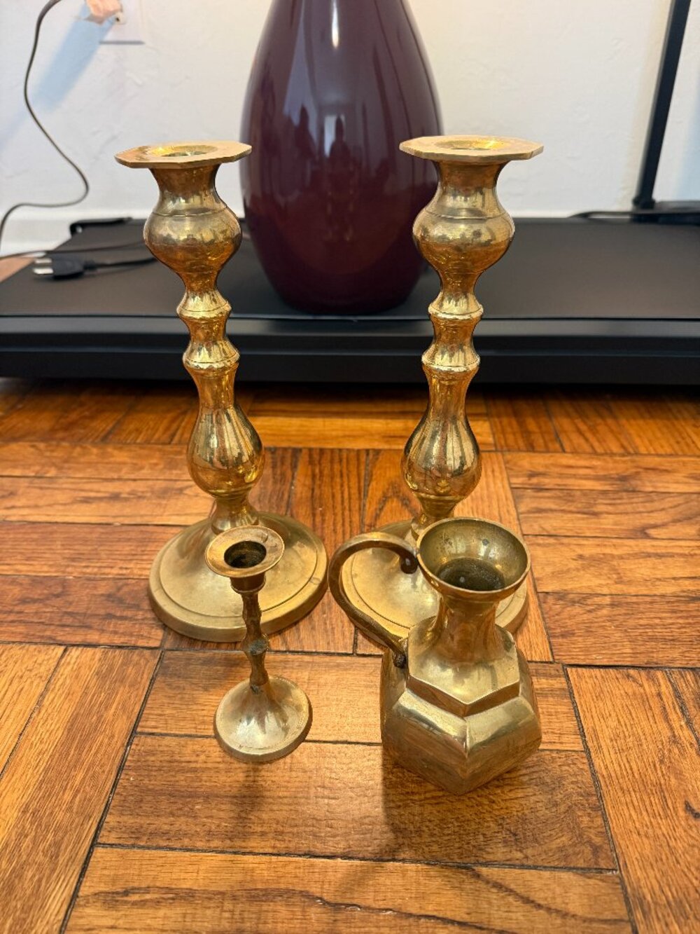 Set of 4 Vintage Solid Brass Candlestick Holders